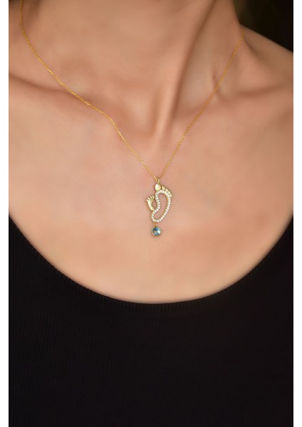 925 Ayar Gümüş Doğum Taşlı Anne Bebek Ayak Izi Kolye, Zarif ve Özel Tasarım fiyatları