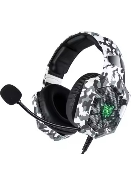 Beyaz K8 Gamıng Kamuflaj Kulaklık