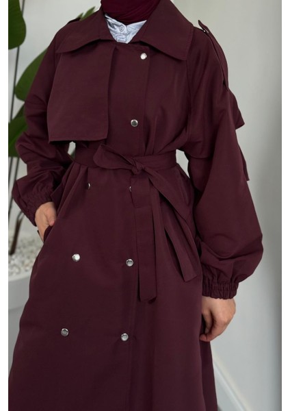 Haggy Çıtçıtlı Trençkot Vişne Çürüğü indirimleri