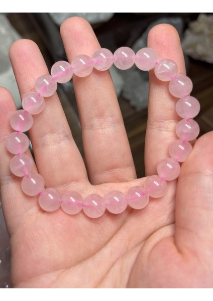 Doğal Pembe Kuvars Taşlı Bileklik, Bronzit ve Aragonit Detaylarıyla Şık Takı fiyatları