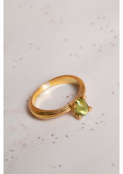 Doğal Zebercet Taşlı 925 Ayar Gümüş Altın Kaplama Yüzük, Şık Tasarım indirimleri