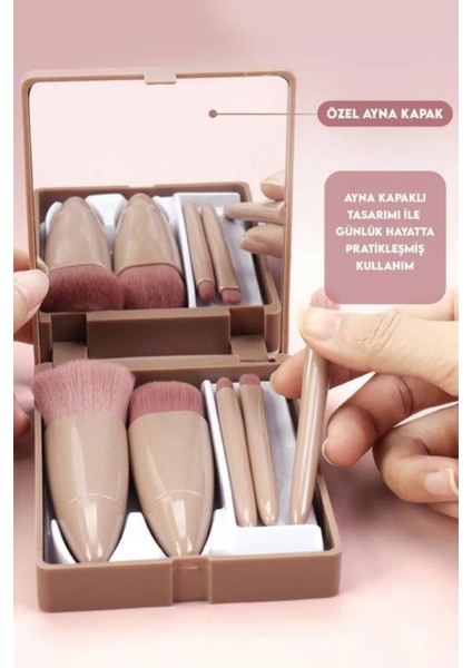 Taşınabilir 5'li Makyaj Fırça Seti, Göz Farı, Fondöten ve Allık Karıştırıcı modelleri