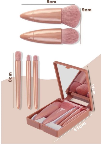 Taşınabilir 5'li Makyaj Fırça Seti, Göz Farı, Fondöten ve Allık Karıştırıcı indirimleri