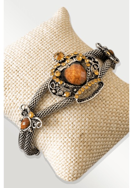 Kahverengi Akik Taşı Bileklik, Ayarlanabilir, Şık ve Doğal Taş Tasarımıyla.