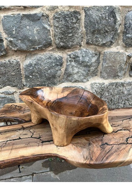 El Yapımı Ceviz Ağacından Organik Ayaklı Çerezlik Meyvelik 26X37 cm fırsatları