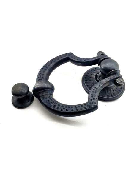 Antika Tarz Dekoratif Pirinç Dövme Kapı Tokmağı, Taktak - 150X105 Mm, Oksit