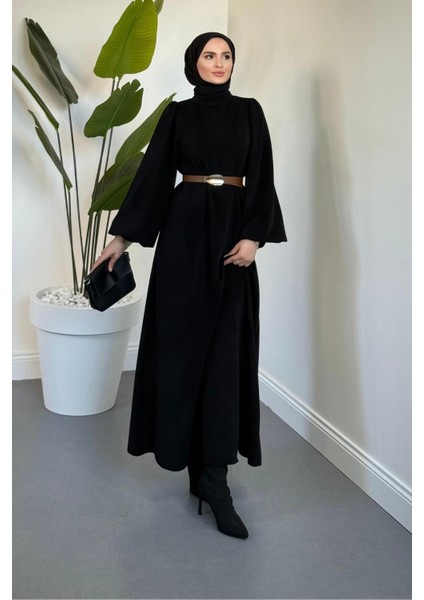 Blake Fitilli Kemerli Elbise Siyah