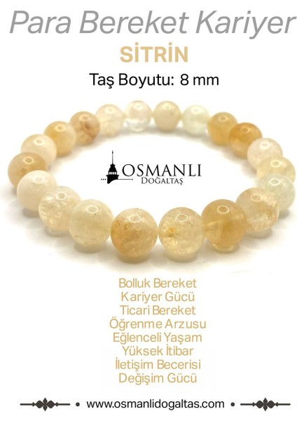 Parlak Sarı Doğal Taş Bileklik 8mm, Şık ve Enerjik Takı