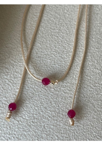 14 Ayar Altın Kolye, Yakut Taşlı Zarif Şans ve Şıklık Hediye Seçeneği