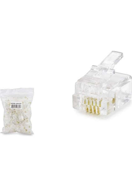 RJ11 Konnektör 4pın Telefon 100LÜ Paket Şeffaf HDX5059