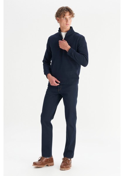 Pamuklu Regular Fit Dik Yaka Fermuarlı Selanik Örgü Sweatshirt fiyatları