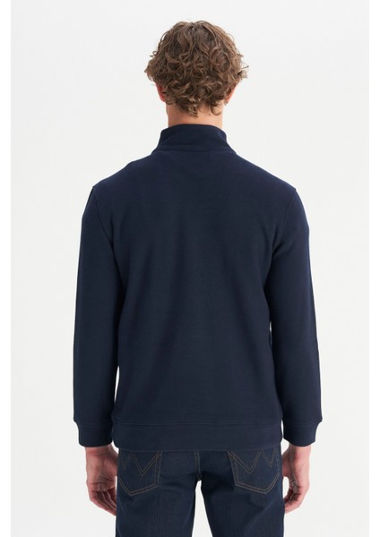 Pamuklu Regular Fit Dik Yaka Fermuarlı Selanik Örgü Sweatshirt indirimleri