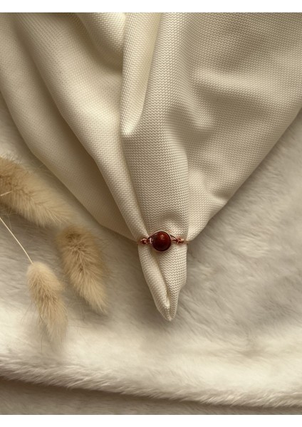 El Yapımı Kırmızı Jasper Taş Ayarlanabilir Tel Yüzük, Şık ve Özgün Tasarım