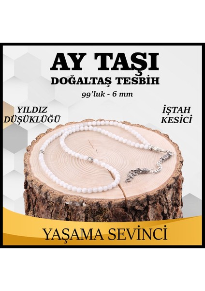 Sertifikalı Ay Taşı Tesbih 6mm, Doğal Taş, Zarif ve Şık Takı Parçası fiyatları