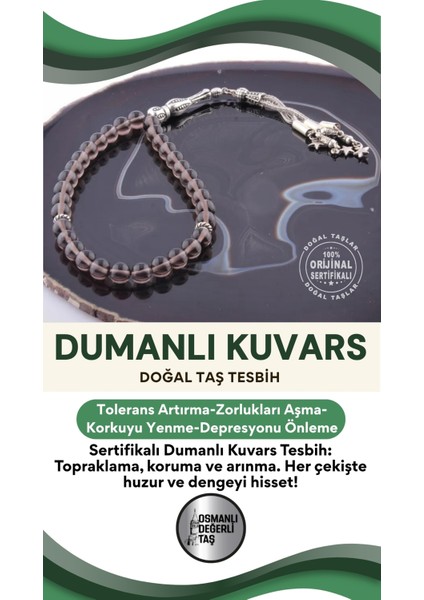 Doğal Dumanlı Kuvars Tesbih, Kahverengi, Sertifikalı, Zarif ve Şık Takı Parçası