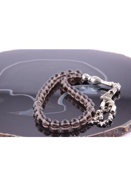 Doğal Dumanlı Kuvars Tesbih, Kahverengi, Sertifikalı, Zarif ve Şık Takı Parçası fırsatları