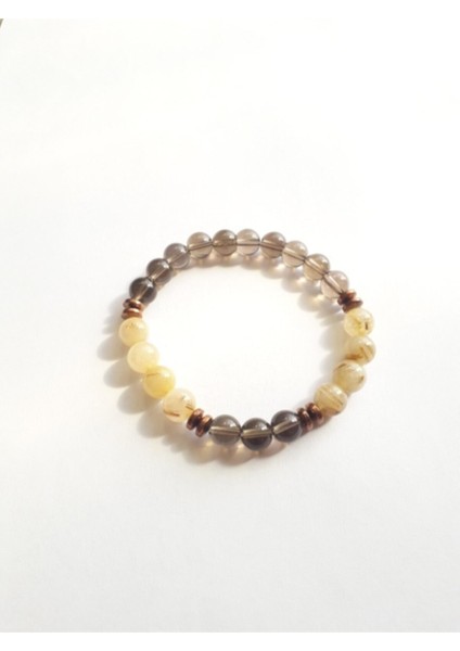 Enerji ve Denge Sağlayan 6 mm Stres ve Ruh Hali Destek Bilekliği, Sarı Renk.