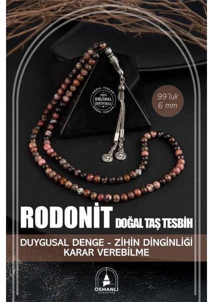 Kahverengi Rodonit Doğal Taş Tesbih 6mm, Şık ve Enerjik Tasarım.