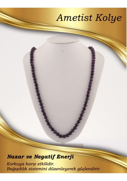 Doğal Ametist Taşlı Zarif Uzun Kolye, Şık ve Enerji Dolu Takı