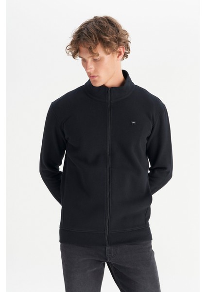 Pamuklu Relaxed Fit Dik Yaka Fermuarlı Selanik Örgü Sweatshirt modelleri