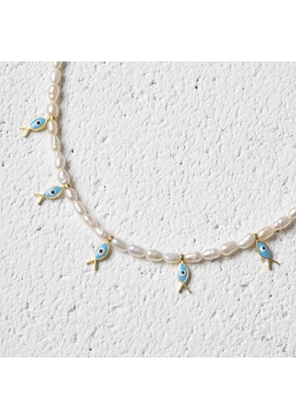 Beyaz Doğal Inci Kolye, Gümüş Balık Charm, Sertifikalı, Şık ve Zarif Tasarım modelleri