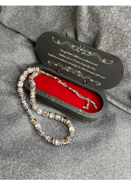 Kişiye Özel Resimli Epoksi Tesbih, Ahşap Kutu ve Gümüş Isimle Özel Tasarım fiyatları