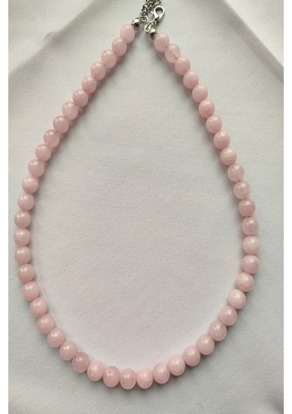 Doğaltaş Pembe Kuvars Kolye, Enerji ve Güzellik Taşı, Doğal Takı