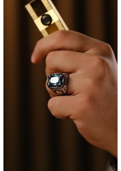 Renkli El Işçiliği 925 Ayar Gümüş Yüzük, Şık ve Zarif Tasarım