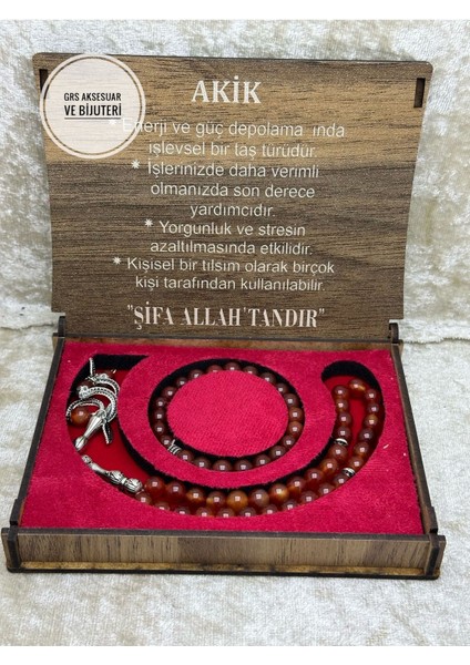 Doğal Akik Taşı Kutulu Tesbih ve Bileklik Seti, Şık ve Enerjik Aksesuarlar