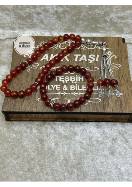 Doğal Akik Taşı Kutulu Tesbih ve Bileklik Seti, Şık ve Enerjik Aksesuarlar fiyatları