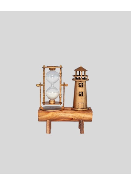 Ahşap Gövdeli Deniz Feneri Formlu Kum Saati – 15X20 cm Masa Dekoru fiyatları