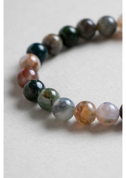 Çok Renkli Doğal Taş Akik Bileklik 8 Mm, Sağlıklı ve Şık Takı Seçeneği
