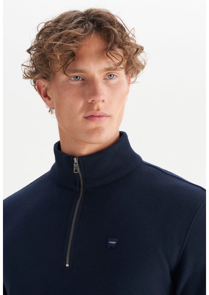 Pamuklu Regular Fit Dik Yaka Fermuarlı Selanik Örgü Sweatshirt fırsatları