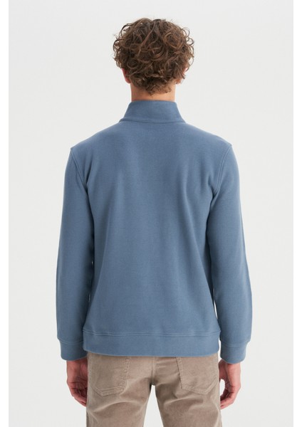 Pamuklu Regular Fit Dik Yaka Fermuarlı Selanik Örgü Sweatshirt indirimleri