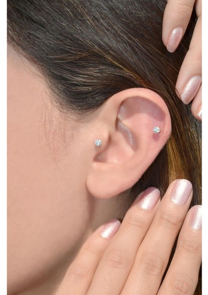 Renkli Taşlı Top Uçlu Çelik Piercing, 6 Mm, Helix, Tragus, Kıkırdak Için Mükemmel Seçim fırsatları