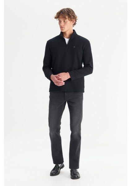 Pamuklu Regular Fit Dik Yaka Fermuarlı Selanik Örgü Sweatshirt fiyatları