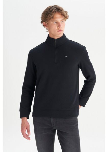 Pamuklu Regular Fit Dik Yaka Fermuarlı Selanik Örgü Sweatshirt modelleri