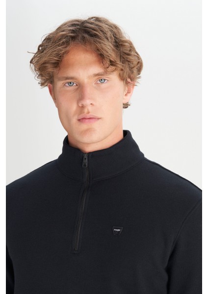 Pamuklu Regular Fit Dik Yaka Fermuarlı Selanik Örgü Sweatshirt fırsatları