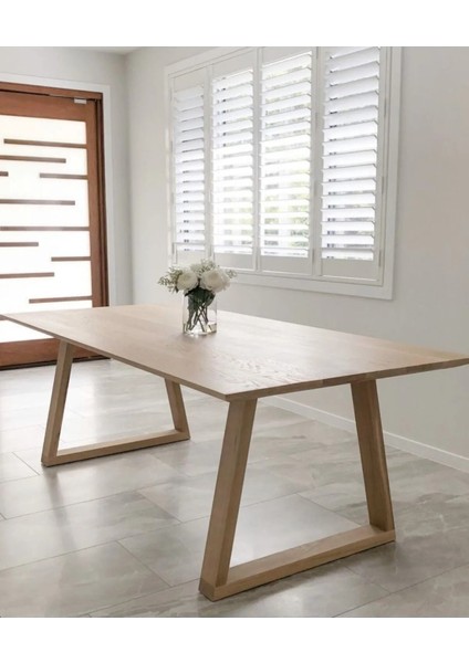 Çam Vernikli Ahşap Büyük Yemek Masası 140X80, Ekru Renk