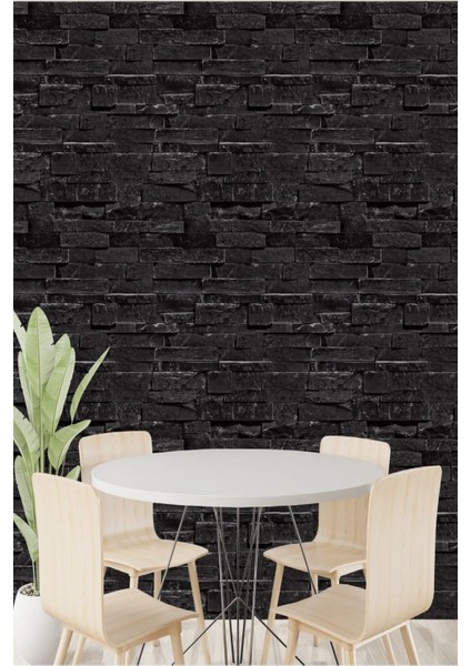 3D Siyah Taş Desenli Duvar Kağıdı, 5,30 M², Zarif ve Şık Dekorasyon Için fiyatları