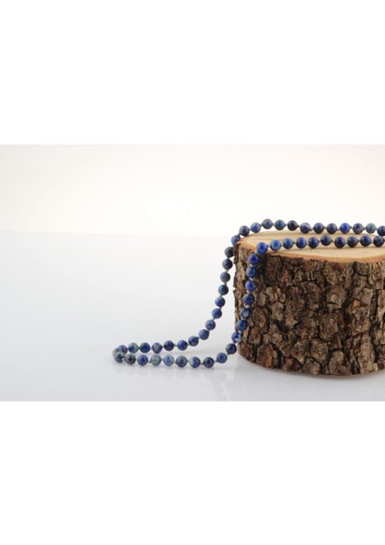 Doğal Mavi Lapis Lazuli 6mm Düğümlü Zarif Kolye modelleri