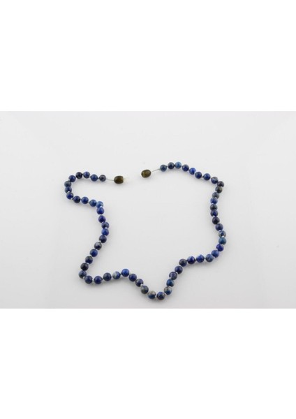 Doğal Mavi Lapis Lazuli 6mm Düğümlü Zarif Kolye fırsatları