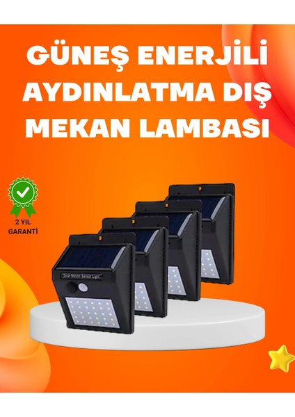 Montajlı Güneş Enerjili Duvar Tipi Aydınlatma – 8 Saat Çalışma Süresi