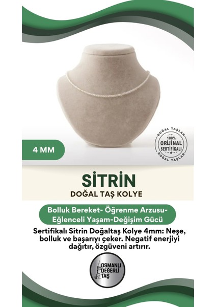 Renkli Sitrin Doğal Taş Kolye 4 Mm, Sağlıklı ve Enerjik Takı