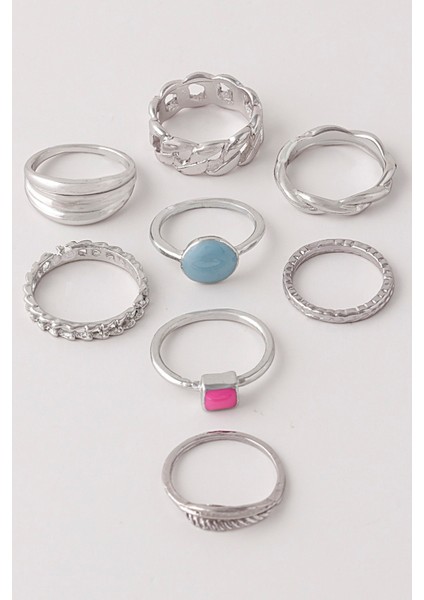 8'li Mine Taşlı ve Eklem Yüzük Seti, Şık ve Zarif Takı Seçeneği fiyatları