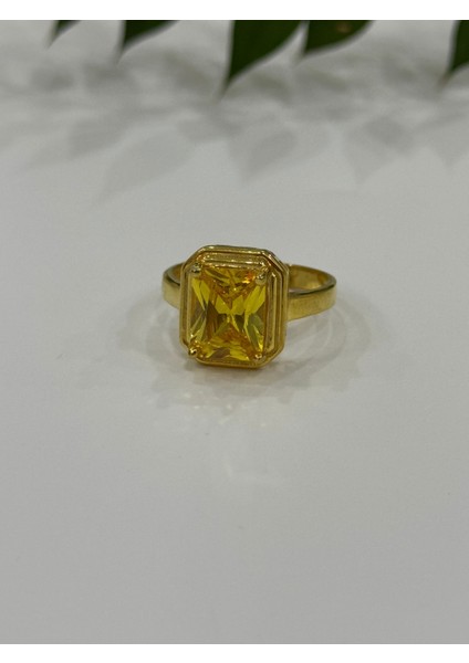 Parlak Sarı Doğal Taşlı Gümüş Yüzük, Şık ve Özgün Tasarım, Zarif Aksesuar. fırsatları