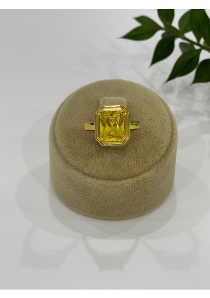 Parlak Sarı Doğal Taşlı Gümüş Yüzük, Şık ve Özgün Tasarım, Zarif Aksesuar. indirimleri