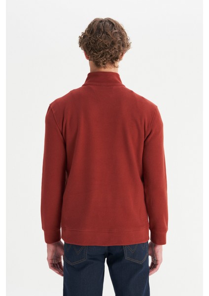 Pamuklu Regular Fit Dik Yaka Fermuarlı Selanik Örgü Sweatshirt indirimleri