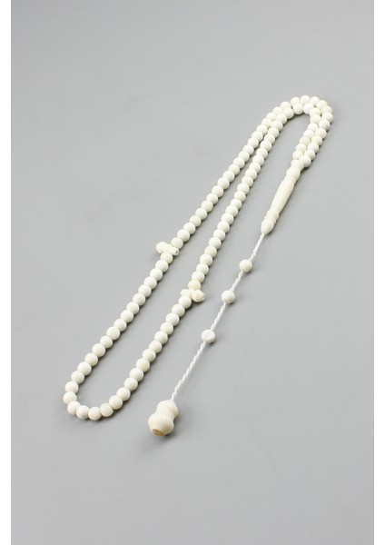 Minik Avuç Içi 99 Luk Kemik Dua Namaz Tesbihi, Beyaz Renk, 4mm Boyut