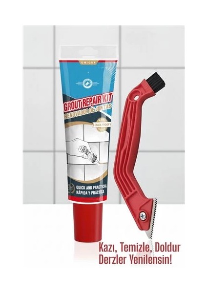 Bfs Derz Dolgu Macunu + Çelik Uçlu Derz Kazıyıcı Set | Fayans Arası Temizlik ve Yenileme Çözümü